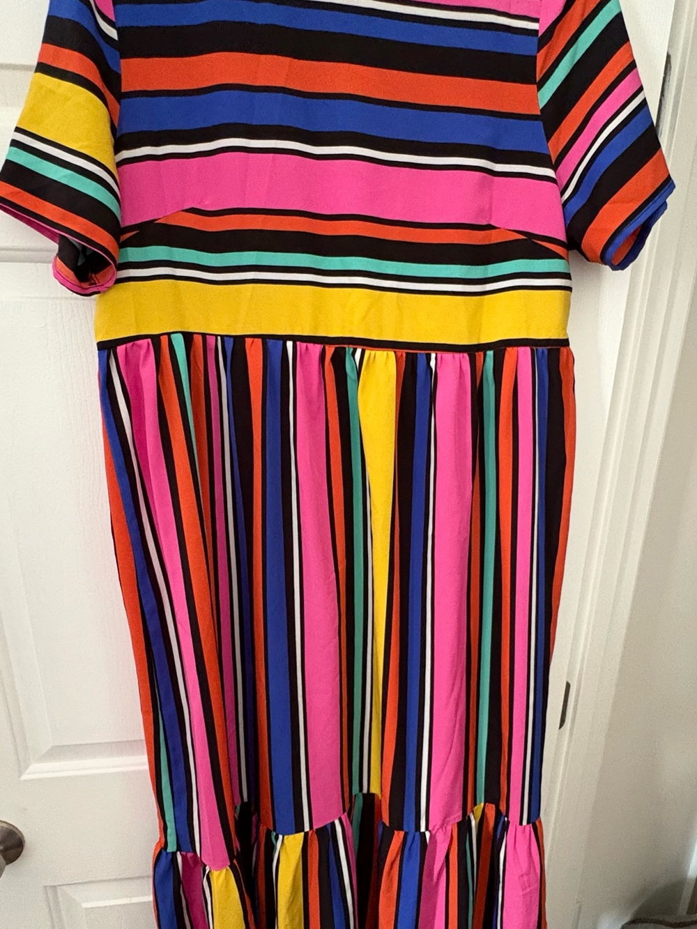 SHEIN Multicolor Striped Maxi Dress - Pink, Yellow, Blue, Black, Orange